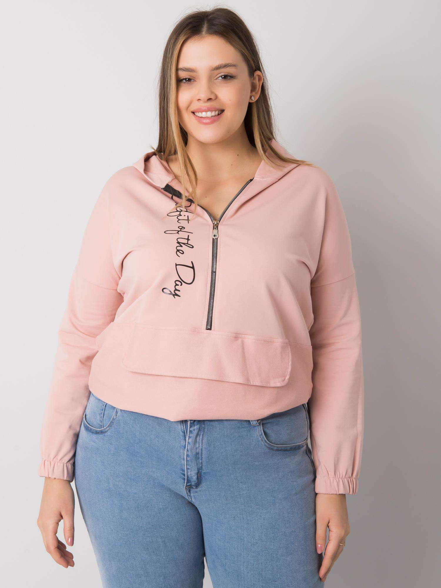 Svetloružová dámska mikina so zipsom RV-BL-7179.27-pink Veľkosť: ONE SIZE
