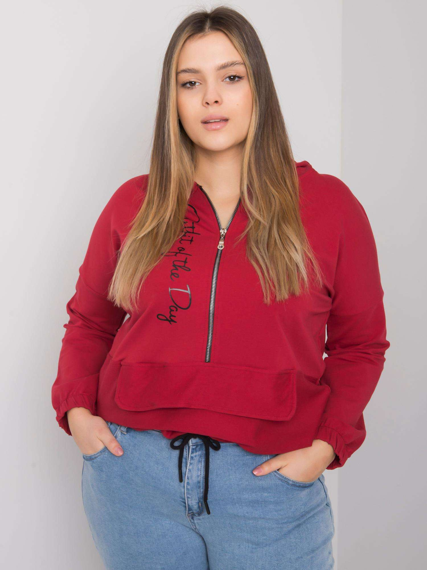 Vínová dámska mikina so zipsom RV-BL-7179.27-bordo Veľkosť: ONE SIZE