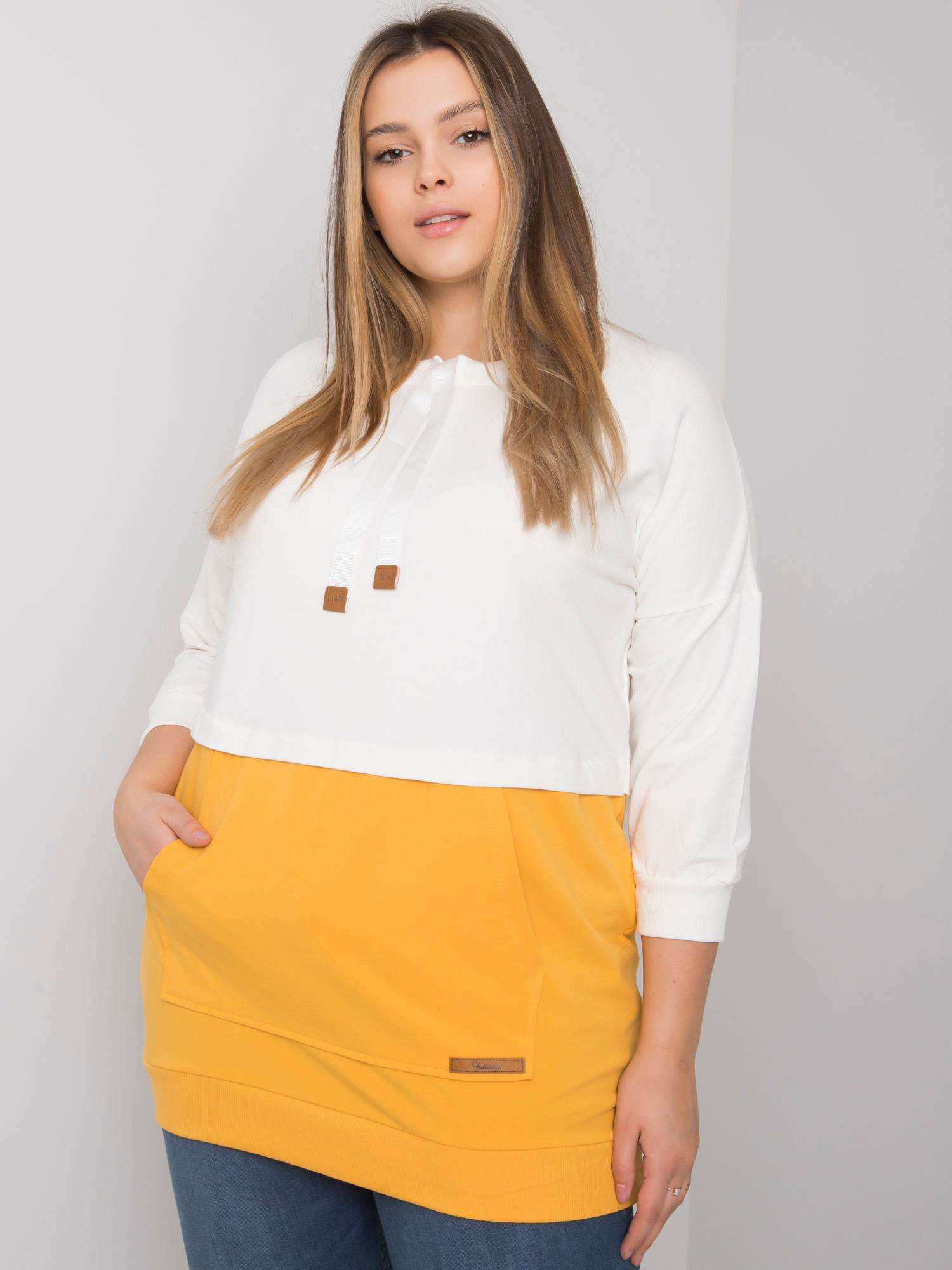 Žlto-biela dámska mikina s vreckom RV-BL-6845.51P-yellow Veľkosť: ONE SIZE