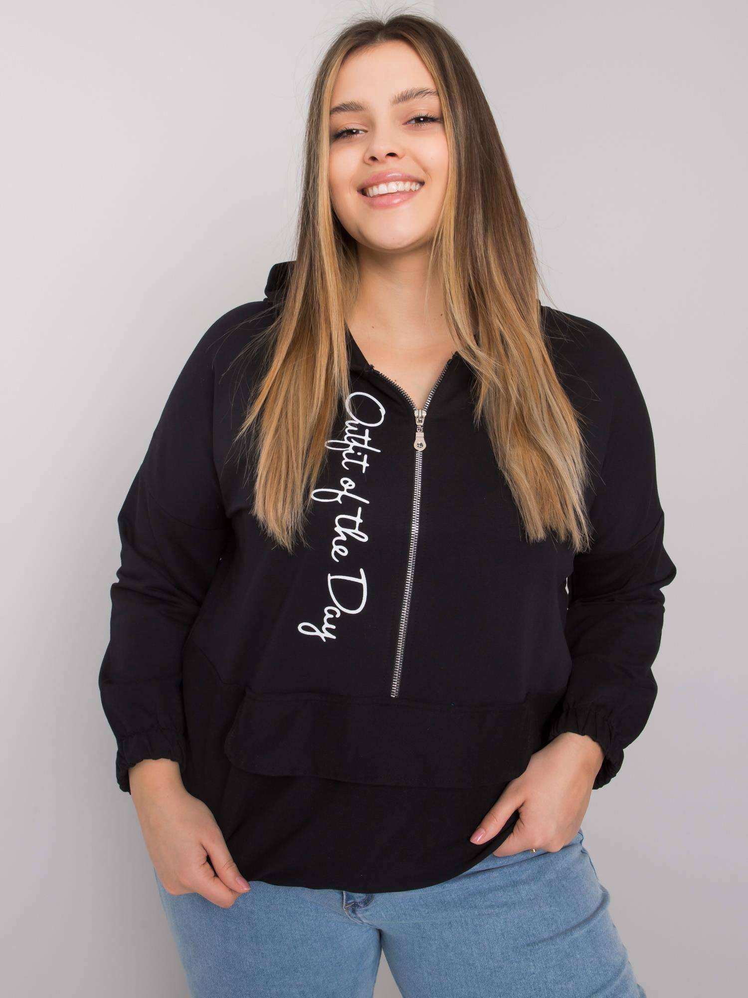 Čierna dámska mikina so zipsom RV-BL-7179.27-black Veľkosť: ONE SIZE