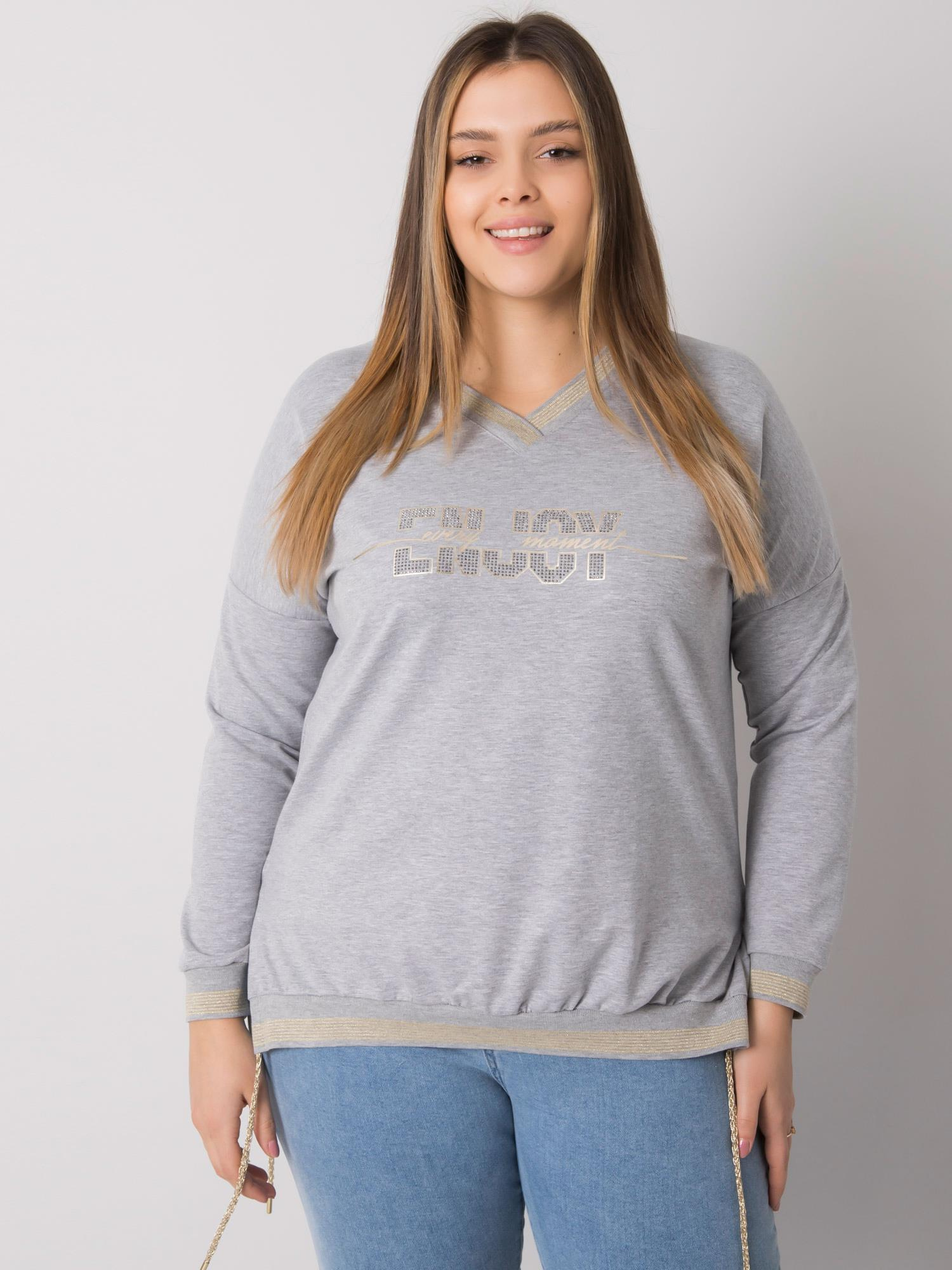 Svetlosivé dámske tričko s nápisom RV-BZ-7157.87P-gray Veľkosť: ONE SIZE