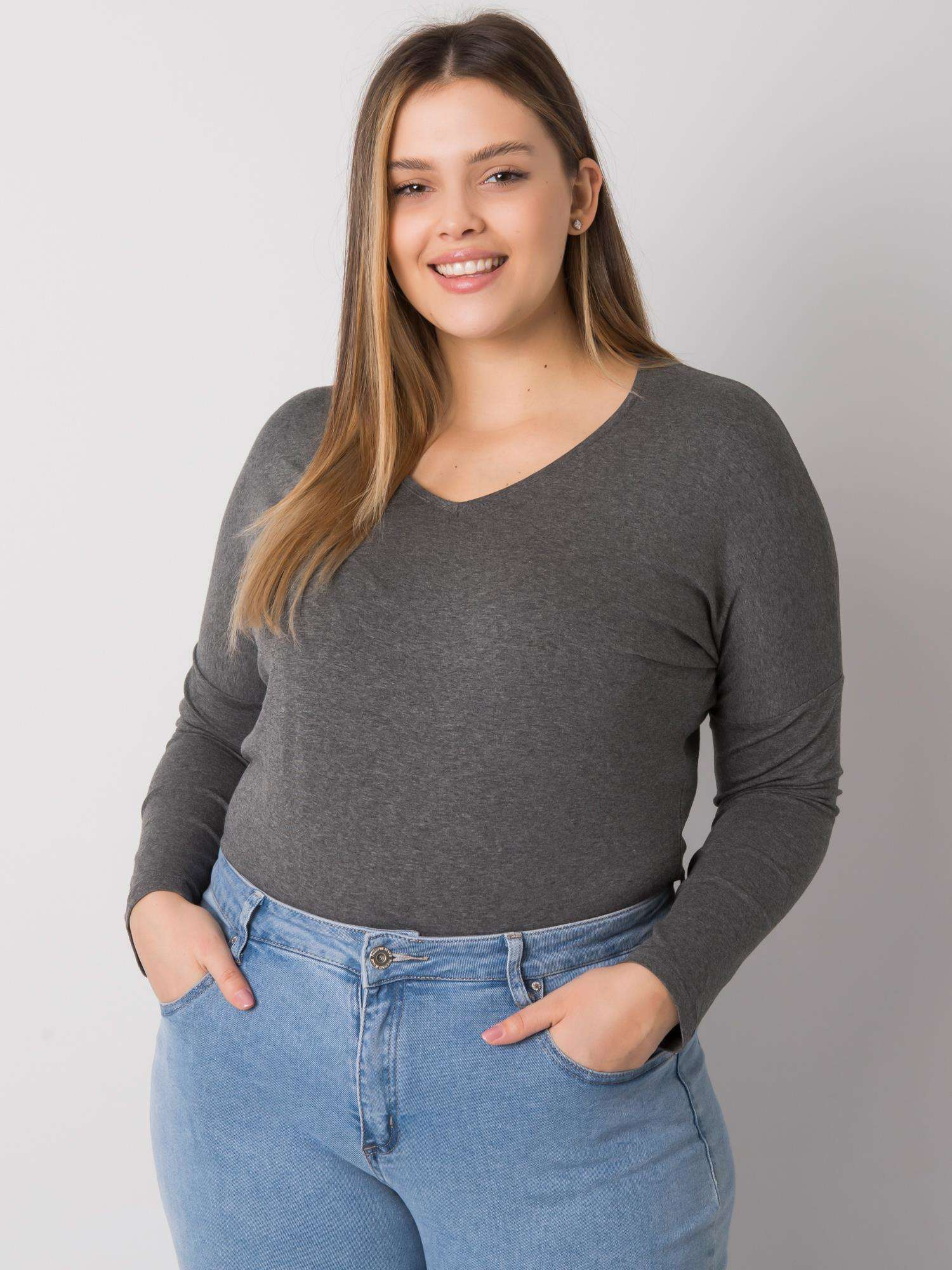 Tmavosivé dámske tričko s dlhými rukávmi RV-BZ-7302.23-dark gray Veľkosť: ONE SIZE