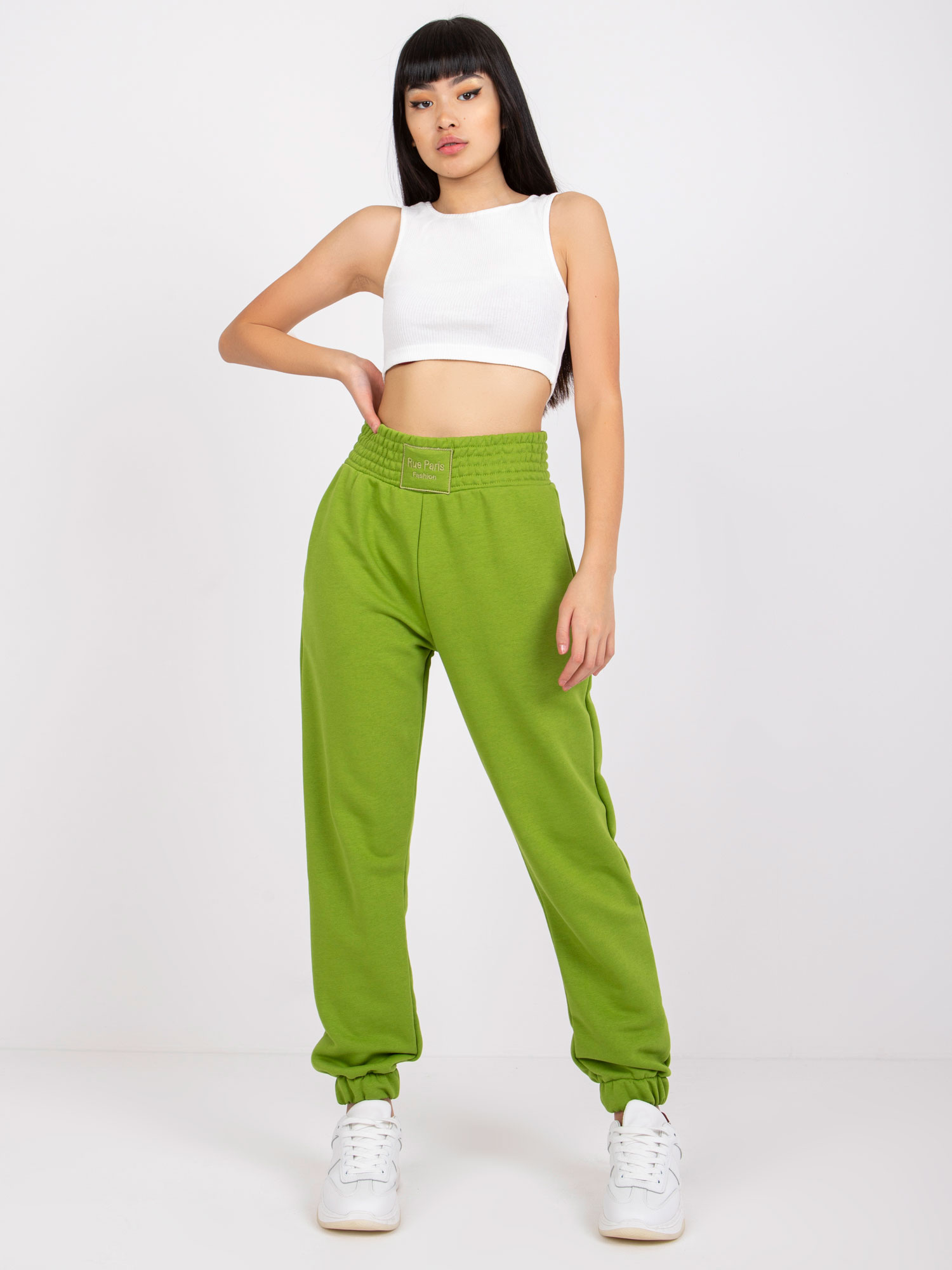 Zelené dámske tepláky s vysokým pásom RV-DR-7460.11-green Veľkosť: L/XL