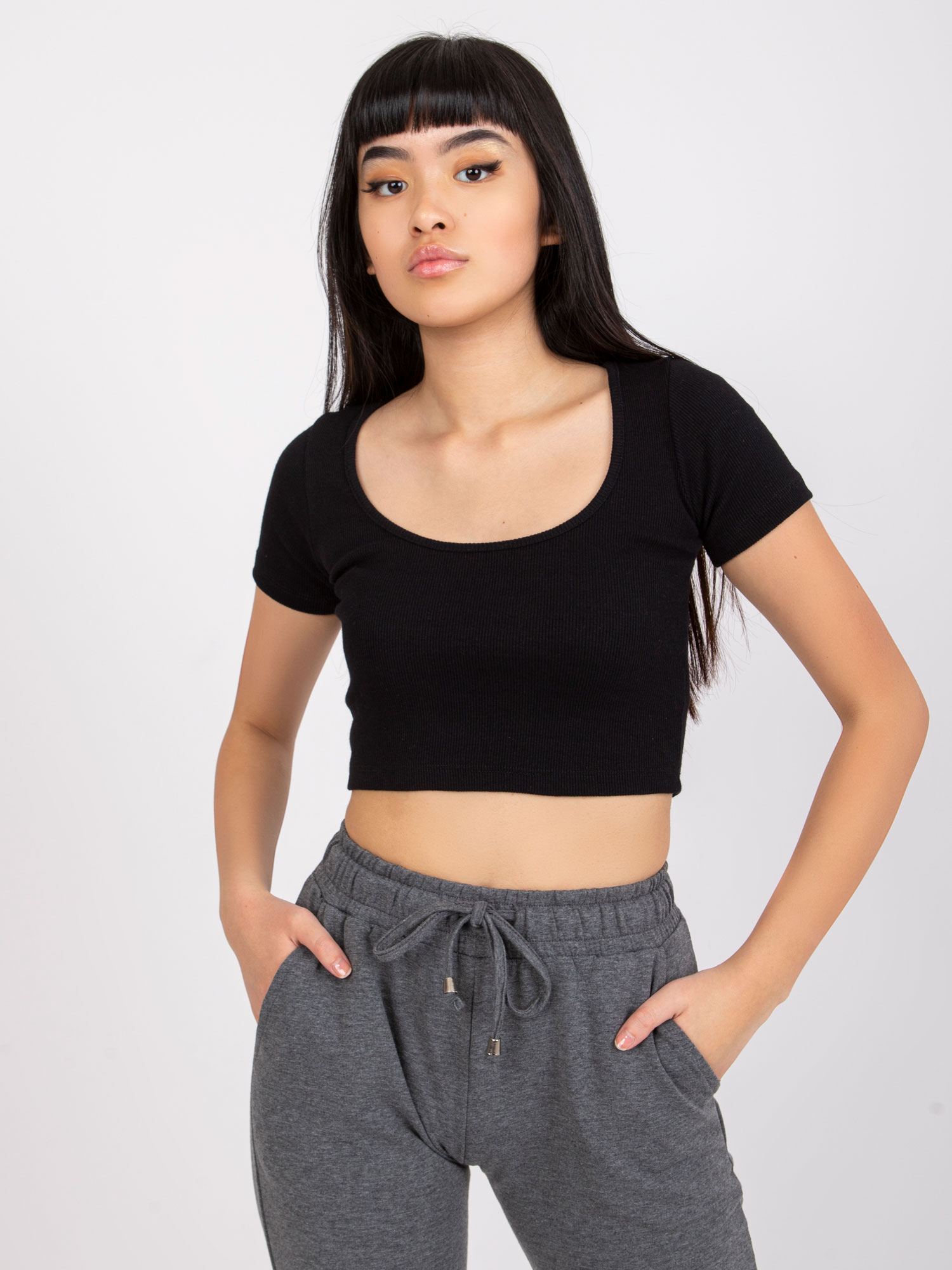 ČIERNY CROP TOP MONTREAL RV-TS-7537.52-BLACK Veľkosť: S