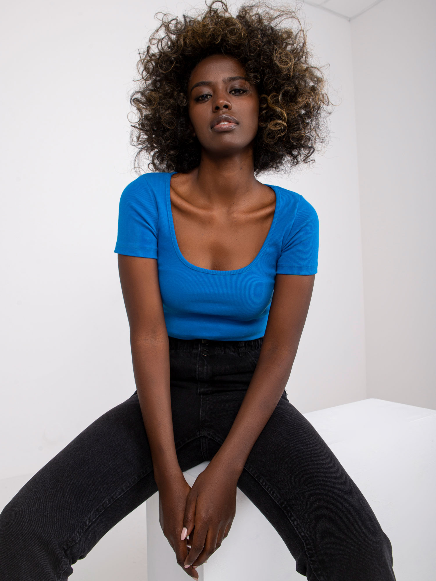 Modrý crop top Montreal RV-TS-7537.52-blue Veľkosť: S
