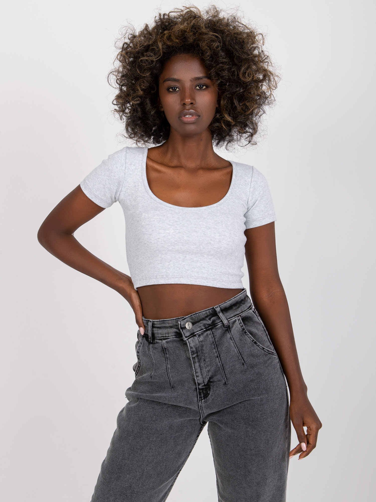 SVETLOSIVÝ CROP TOP MONTREAL RV-TS-7537.52LIGHT GREY Veľkosť: M