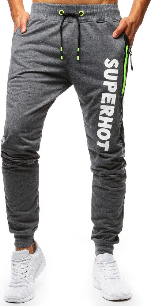 Antracitové tepláky s nápisom "Superhot" UX3520 Veľkosť: M