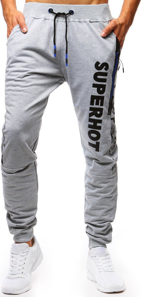 Svetlosivé tepláky s nápisom "Superhot" UX3521 Veľkosť: L