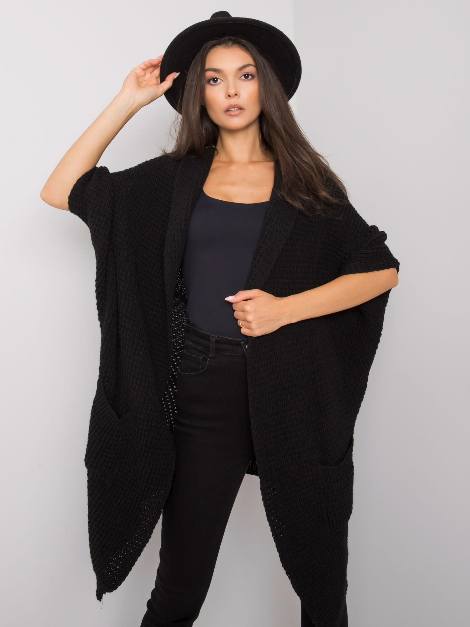 Čierny dlhý pletený kardigan TW-SW-BI-512.13X-black Veľkosť: S