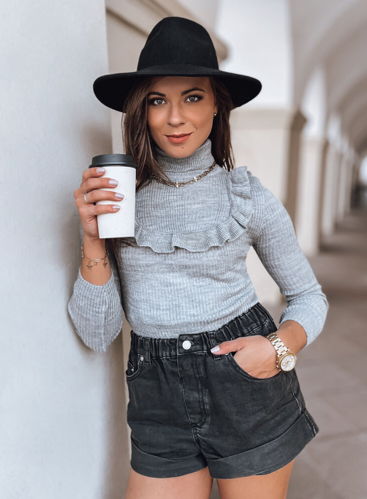 Svetlosivý rolák s volánom NOAH MY1410 Veľkosť: ONE SIZE