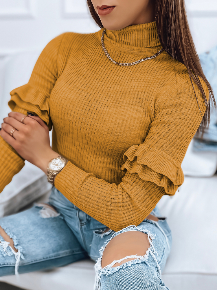 Tmavo žltý rebrovaný rolák BUFALO MY1420 Veľkosť: ONE SIZE