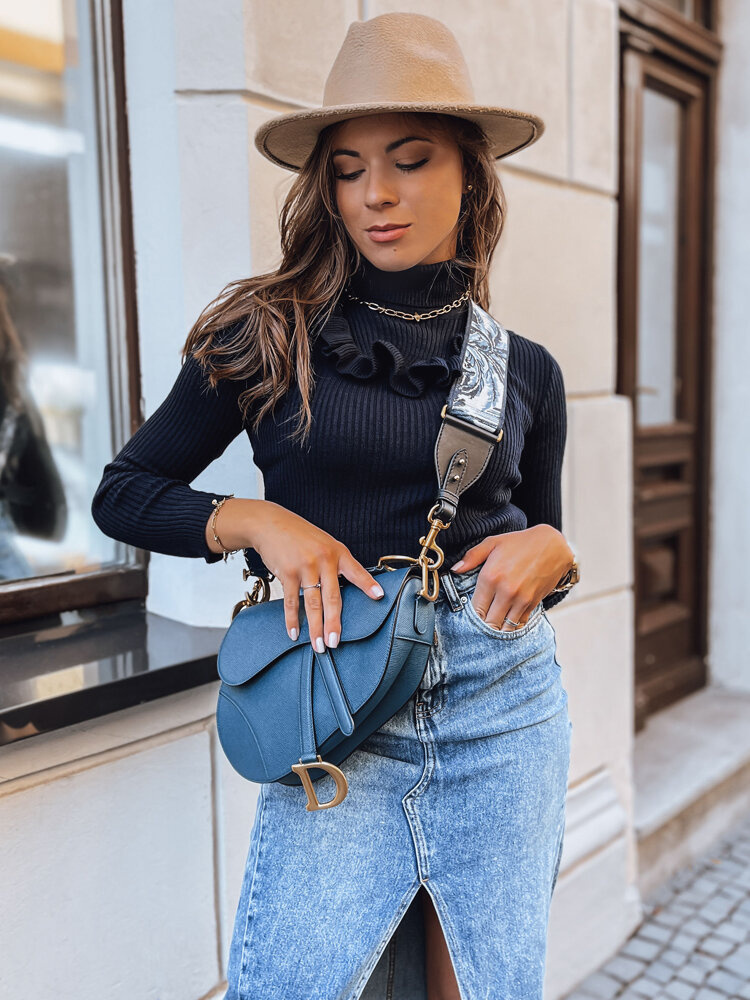 Tmavomodrý rolák s volánom NOAH MY1452 Veľkosť: ONE SIZE