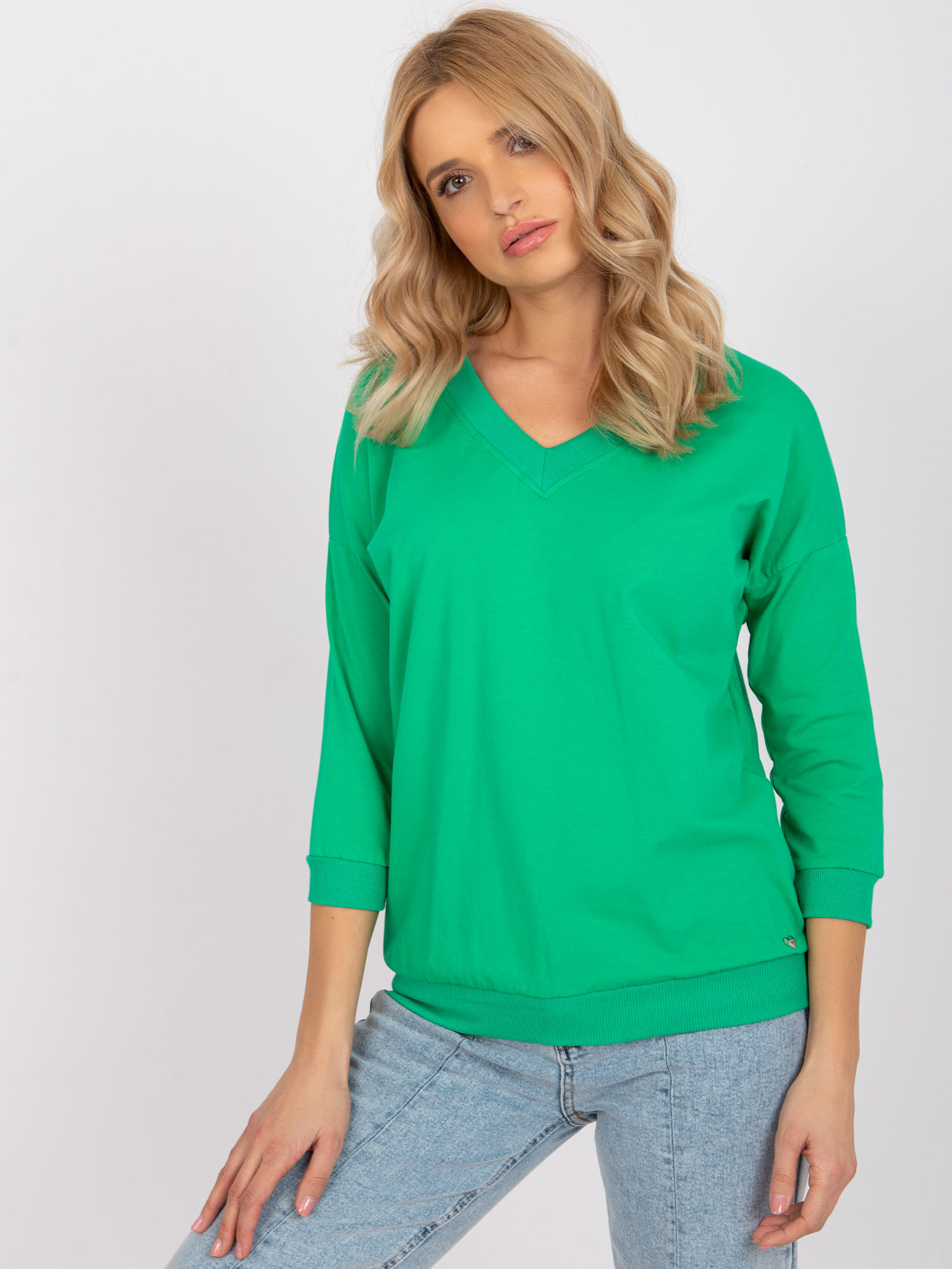 Zelená basic blúzka Olivia -RV-BZ-7542.41X-green Veľkosť: S/M