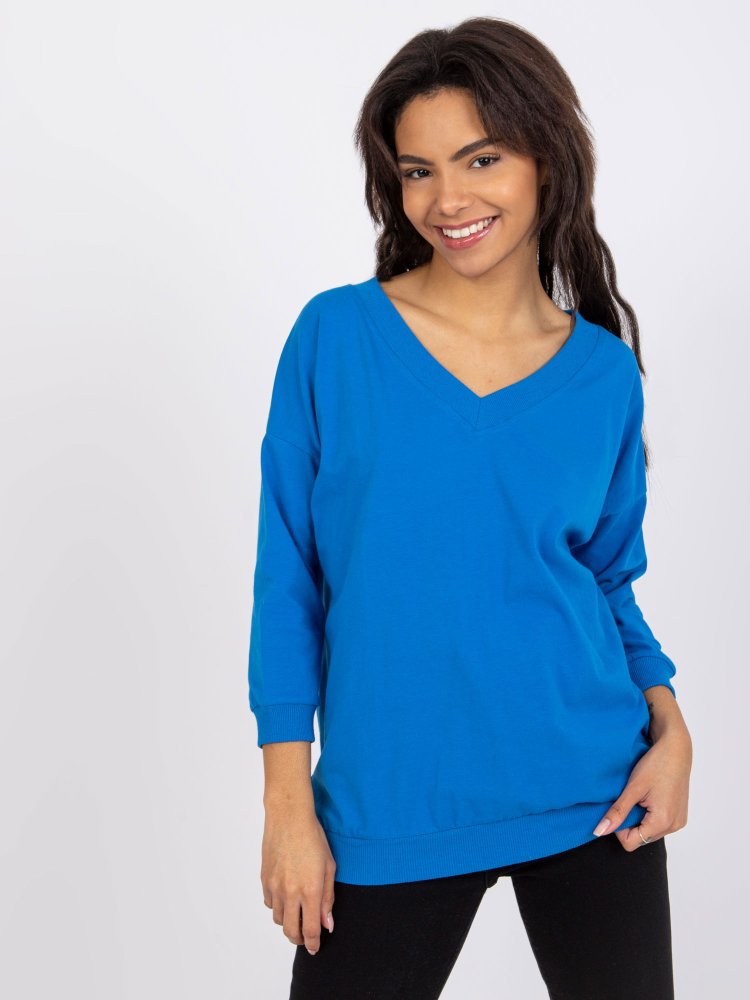 Modrá basic blúzka Olivia -RV-BZ-7542.41X Veľkosť: S/M
