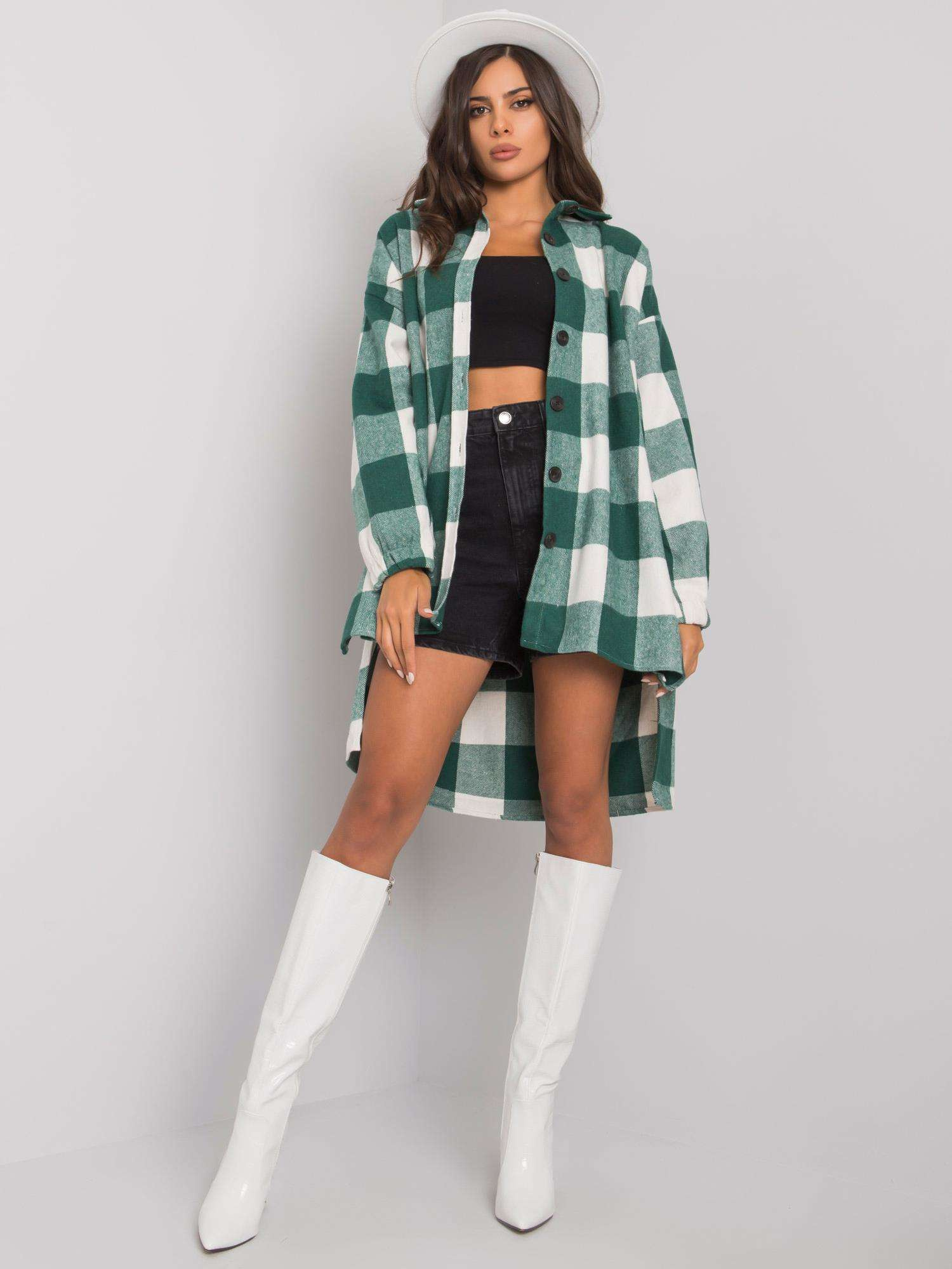 Bielo-zelená kockovaná košeľa Amerie EM-KS-180.19X-white-green Veľkosť: ONE SIZE