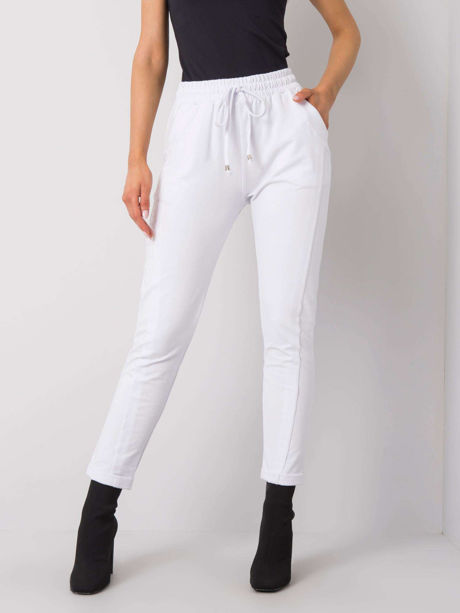 Biele dámske tepláky -RV-DR-3589.07X-white Veľkosť: L