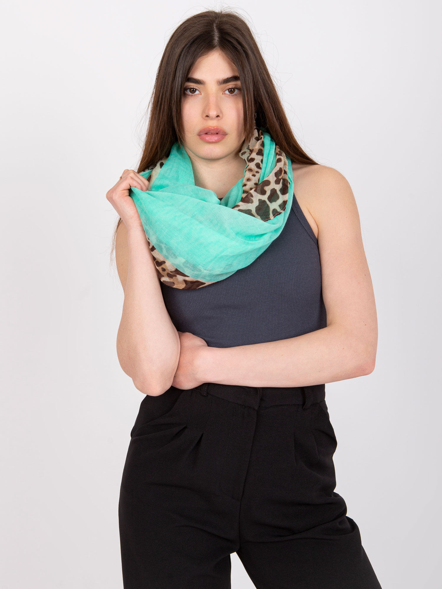 Mintová šatka so zvieracím vzorom -AT-KM-F14084-mint Veľkosť: ONE SIZE