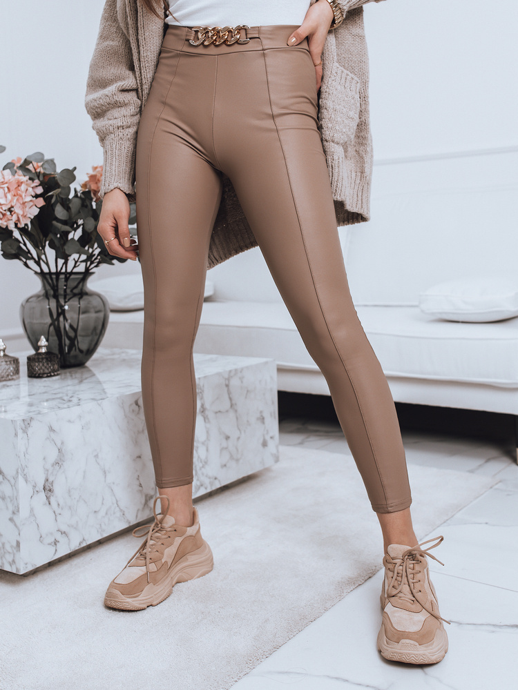 Béžové lesklé legíny STRIKE UY1115 Veľkosť: M/L