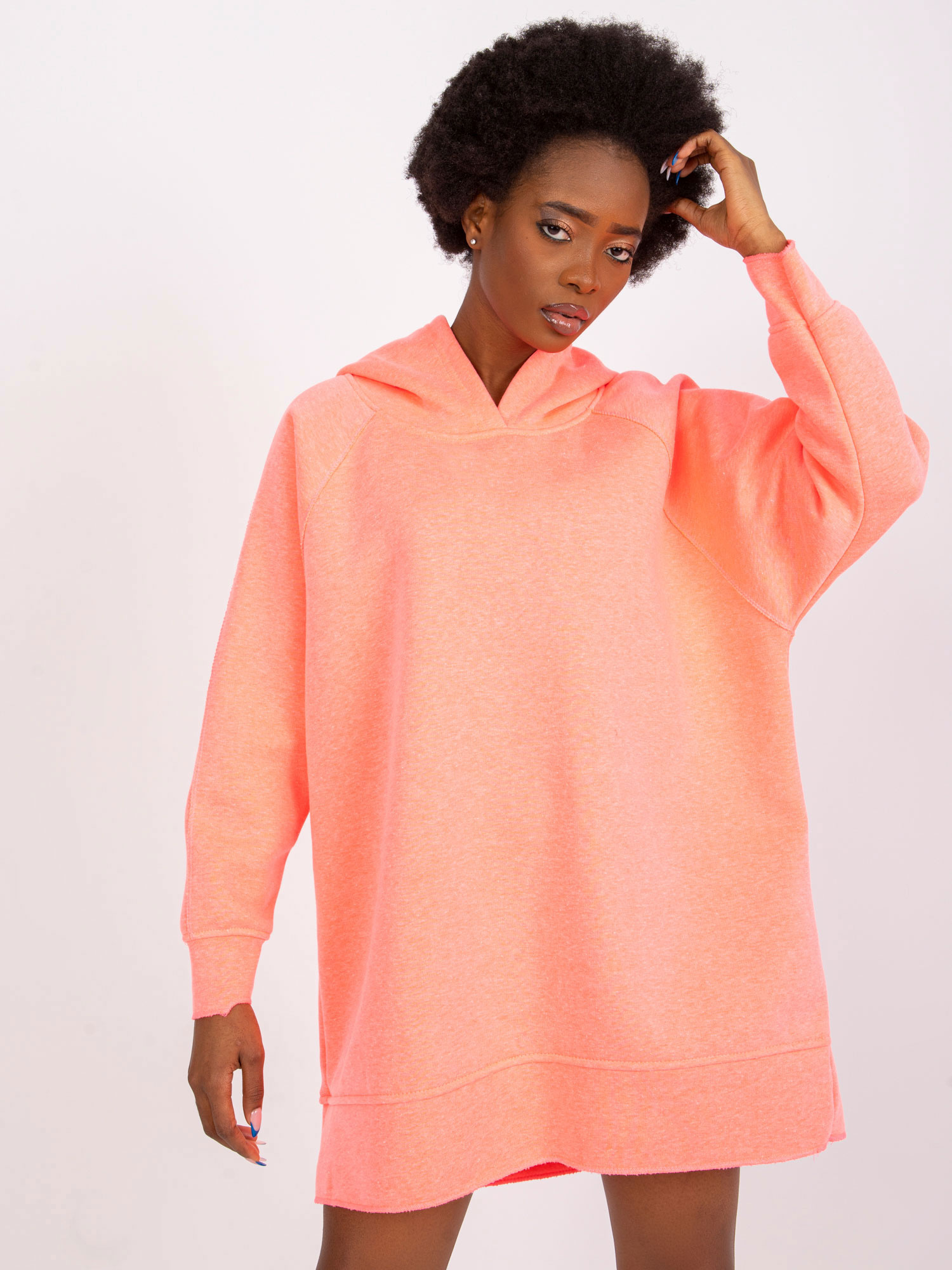 Neónovo-oranžová voľná basic mikina Canberra -EM-BL-707.94-fluo orange Veľkosť: L/XL