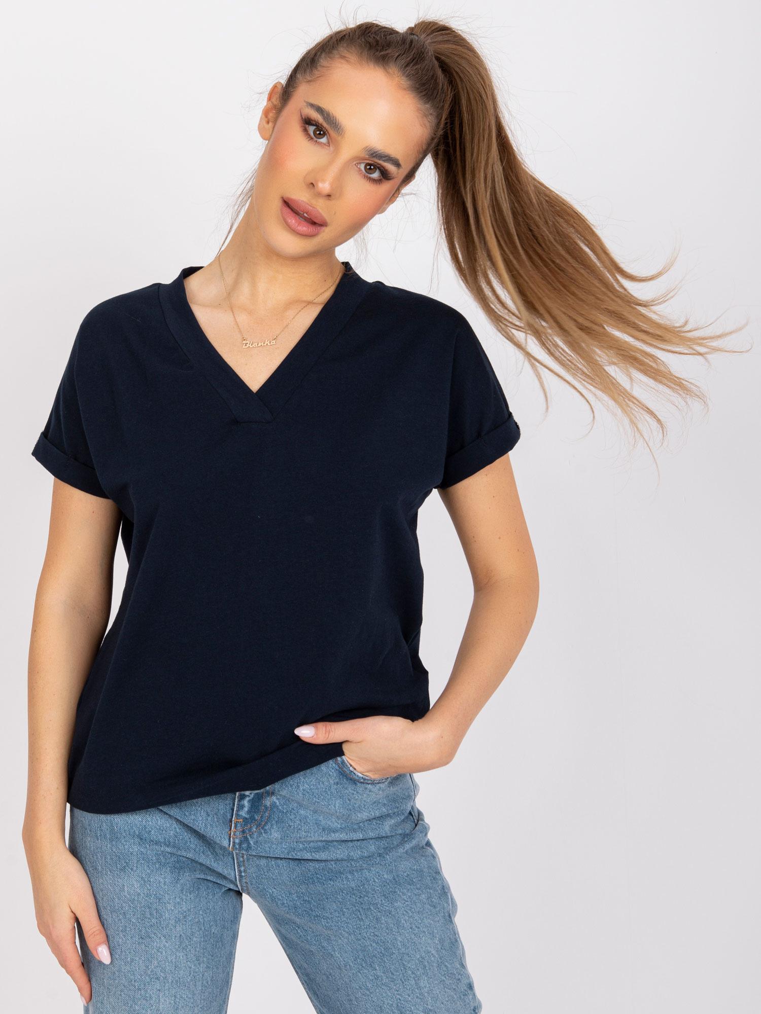 Modré dámske bavlnené tričko Severine RV-TS-7666.19-navy Veľkosť: L/XL