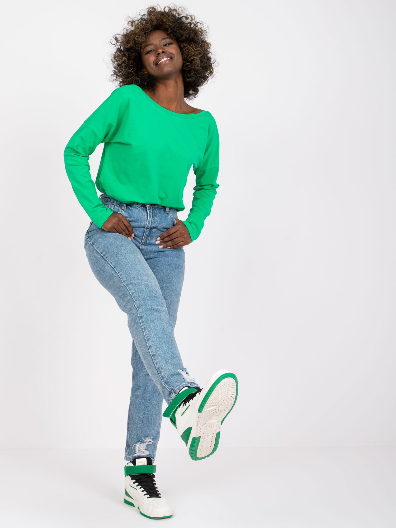 Zelená blúzka Larissa s dlhým rukávom -RV-BZ-5890.10-green Veľkosť: S