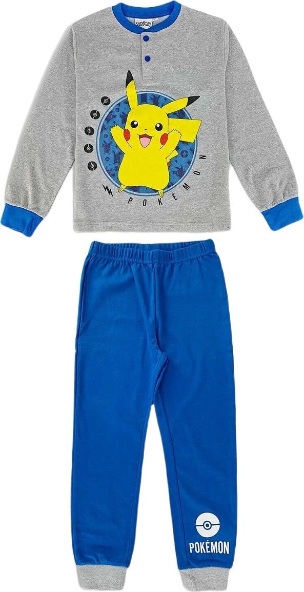 Sivo-modré chlapčenské pyžamo Pokemon Pikachu Veľkosť: 140