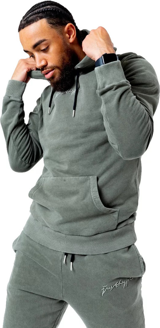 Khaki pánska mikina Justhype Acid Wash Hoody TWLR-135 Veľkosť: 2XL