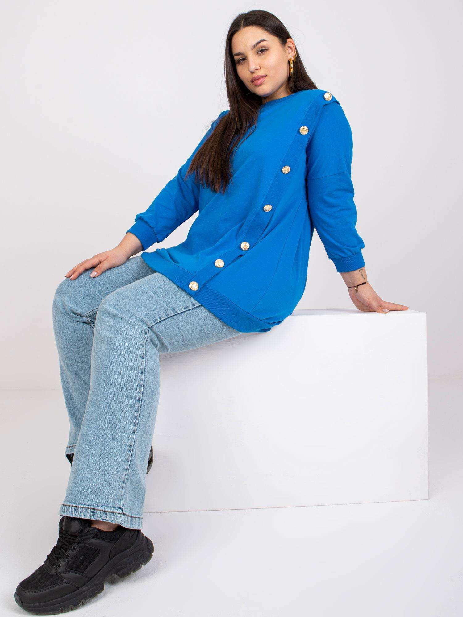 Modrá blúzka Brigitte s gombíkmi -RV-BZ-7608.27-blue Veľkosť: ONE SIZE