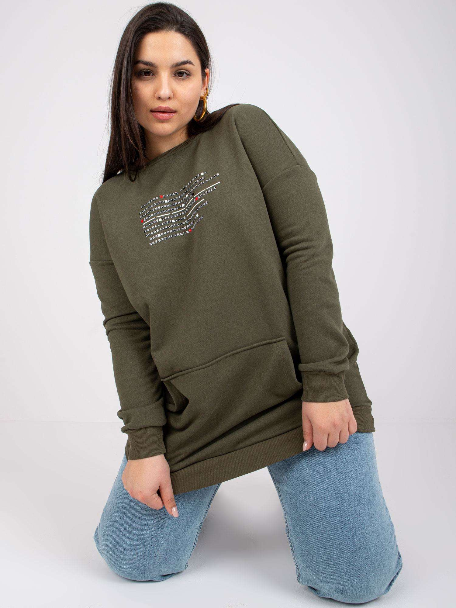 Khaki dlhá mikina Desiree -RV-BL-7124.01-khaki Veľkosť: ONE SIZE