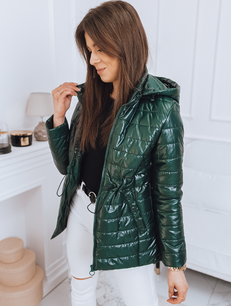 Tmavozelená lesklá prešívaná bunda TARINA TY2521 Veľkosť: S