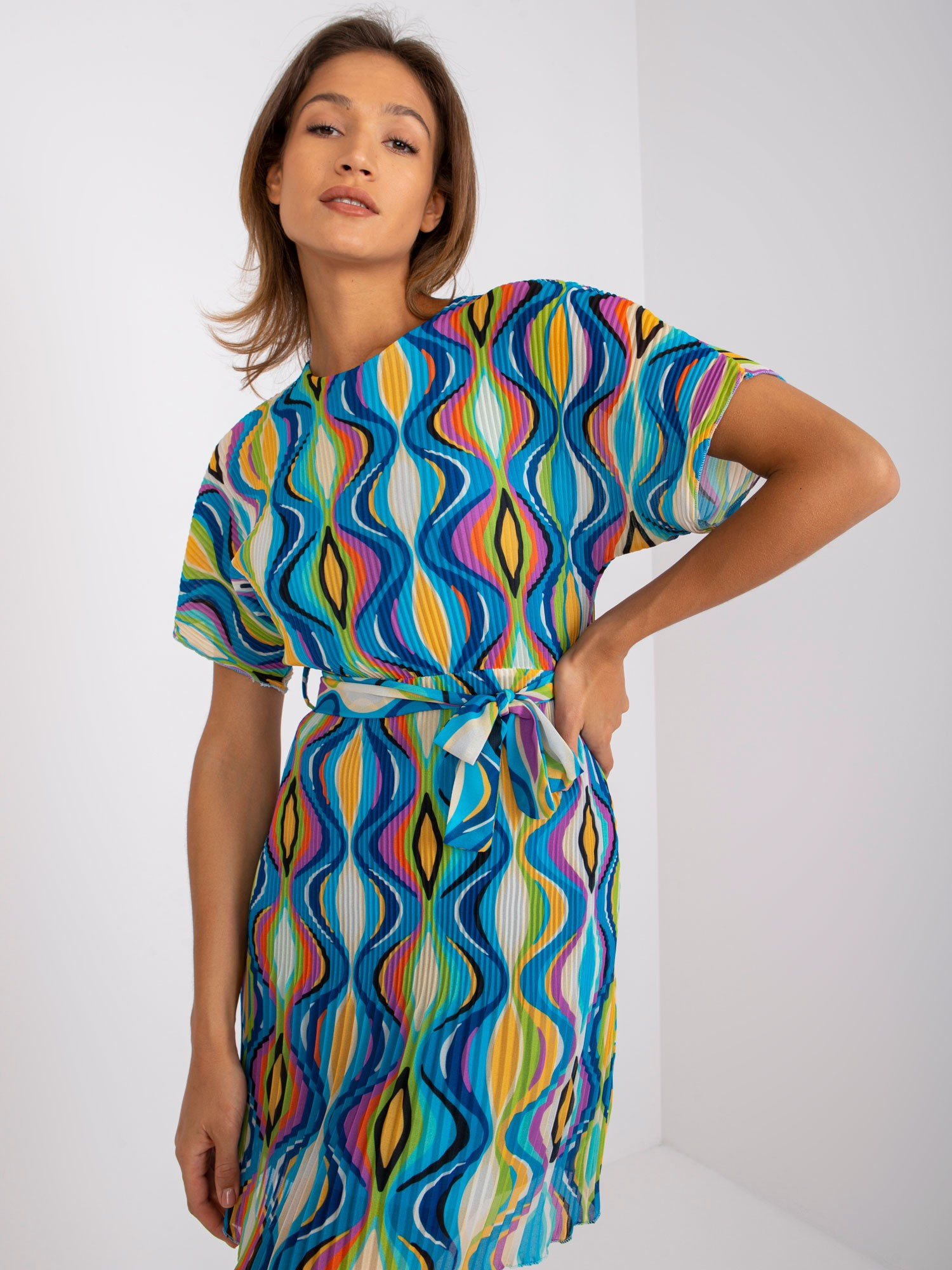 Modré vzdušné šaty Marianne so vzormi -DHJ-SK-9651.51-blue Veľkosť: ONE SIZE