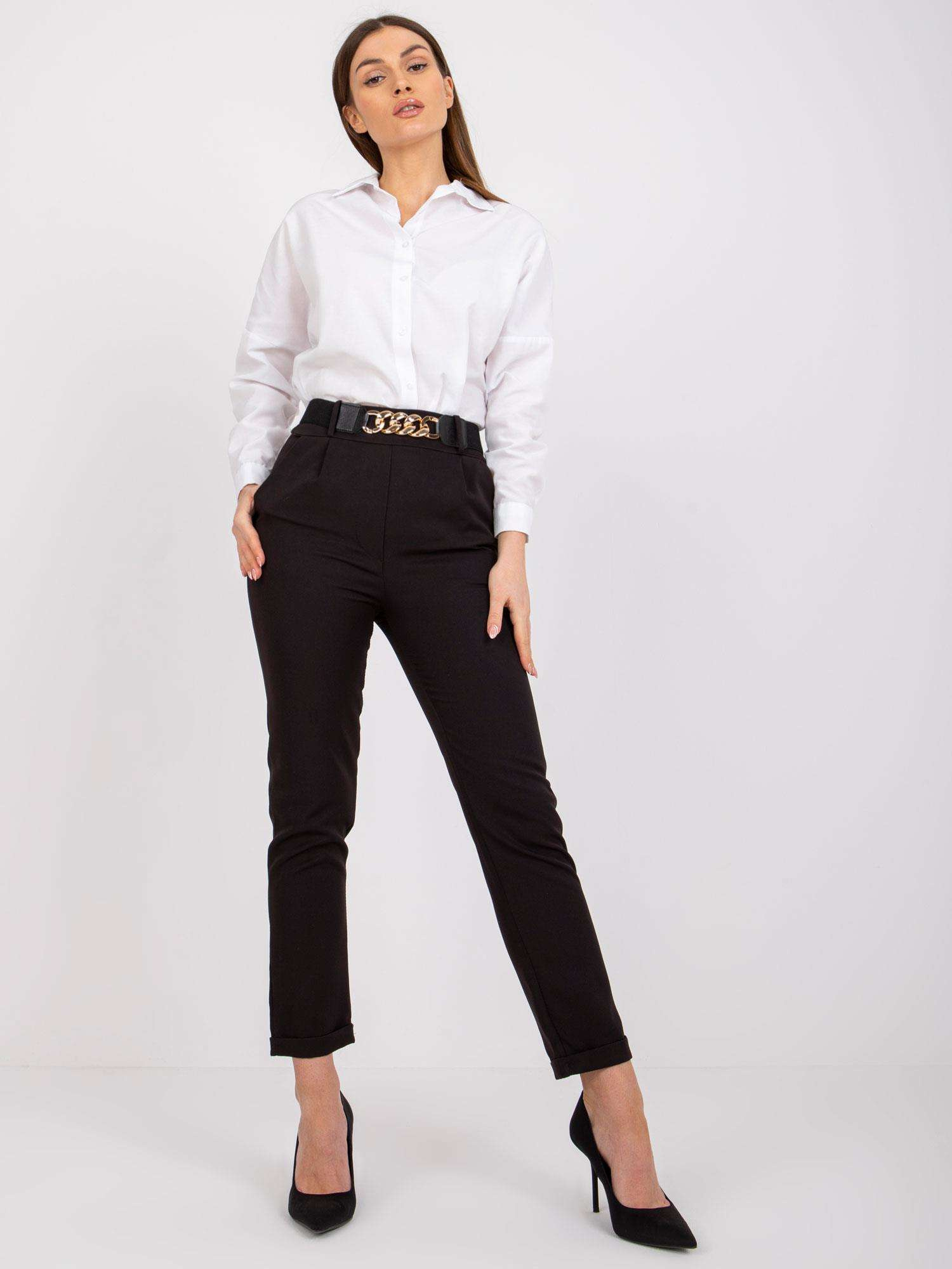 Čierne elegantné nohavice Seville s vyšším pásom -DHJ-SP-13165.20-black Veľkosť: S