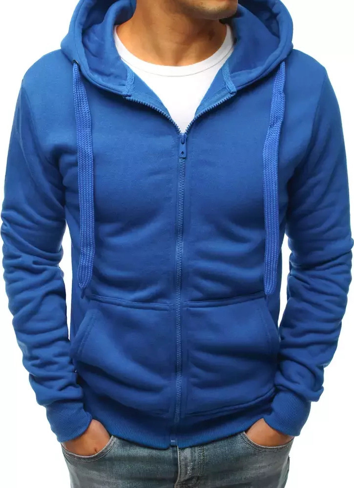 Modrá basic mikina na zips a s klokaním vreckom BX5229 Veľkosť: M