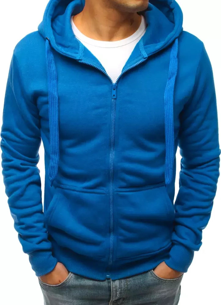 Modrá basic mikina na zips as klokaním vreckom BX5232 Veľkosť: M