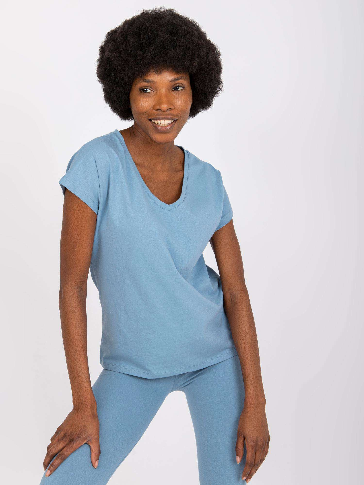Svetlomodré basic tričko Arlette s "V" výstrihom AP-TS-A-004-light blue Veľkosť: L