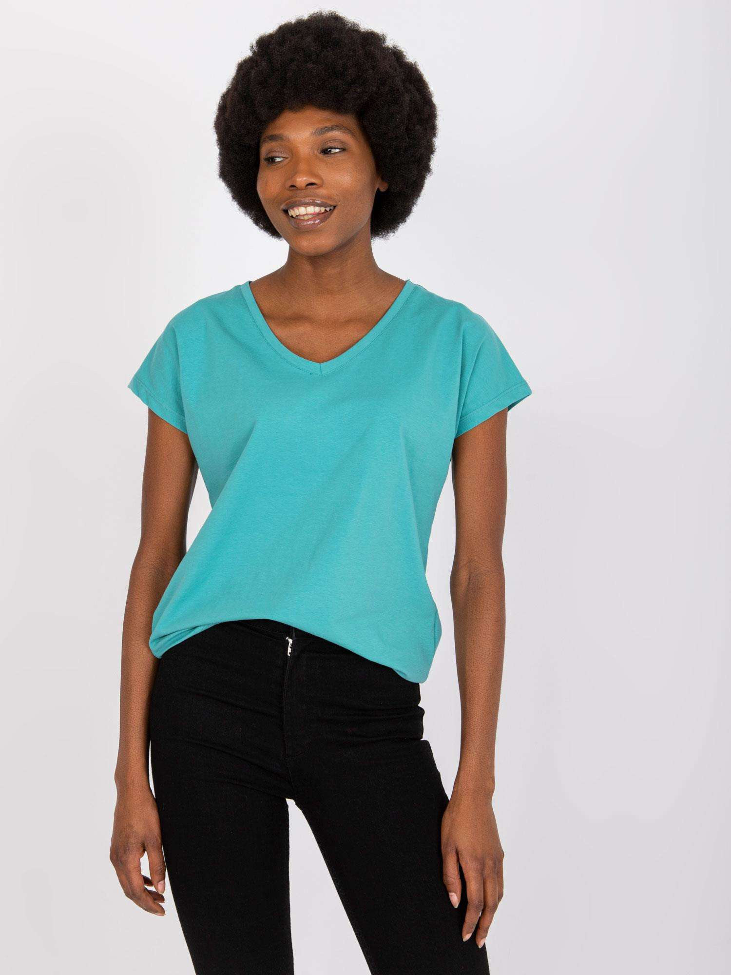 Zelené basic tričko Arlette s "V" výstrihom AP-TS-A-004-misty green Veľkosť: S
