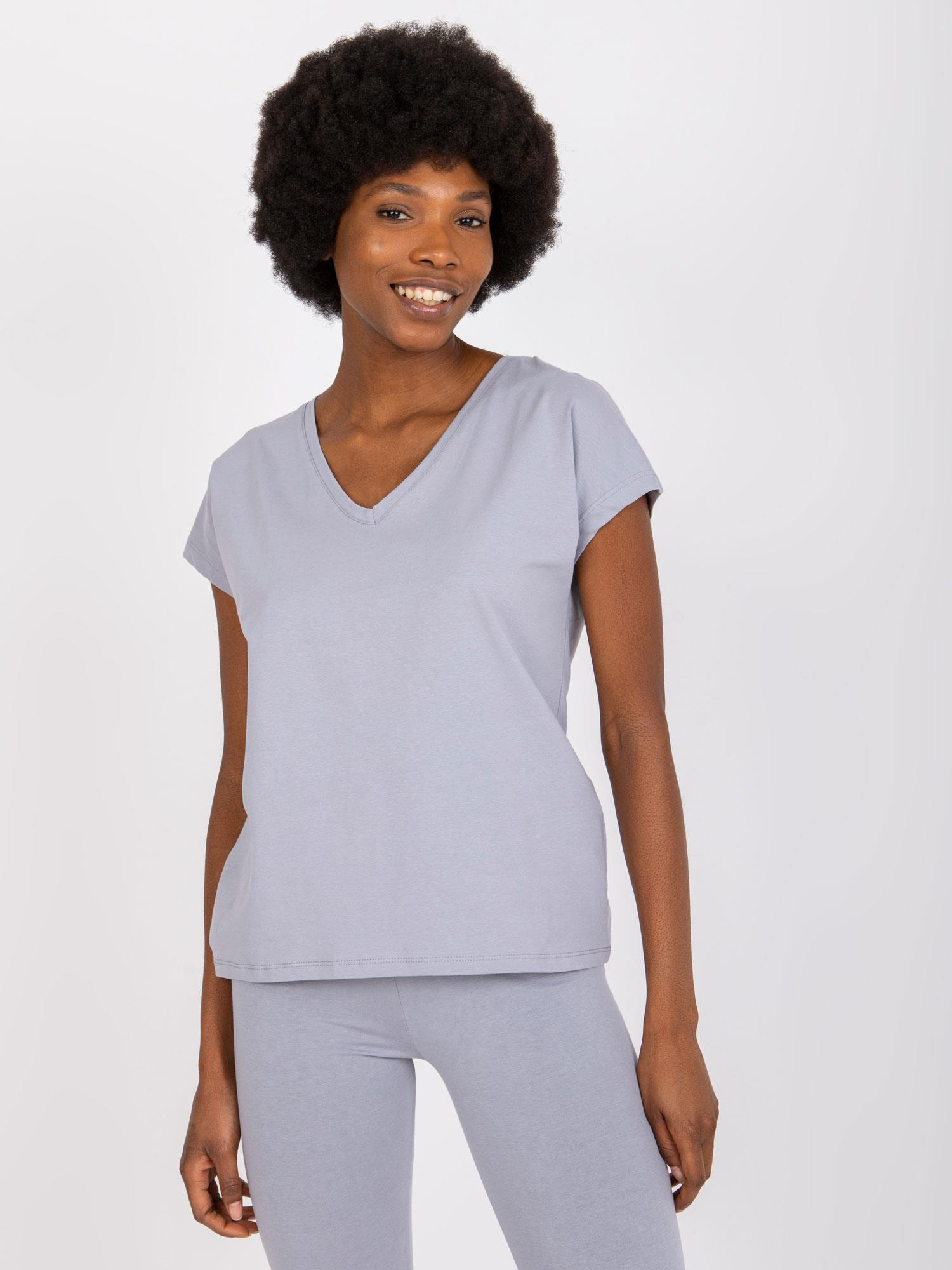 Sivé basic tričko Arlette s &quot;V&quot; výstrihom AP-TS-A-004-grey Veľkosť: XL