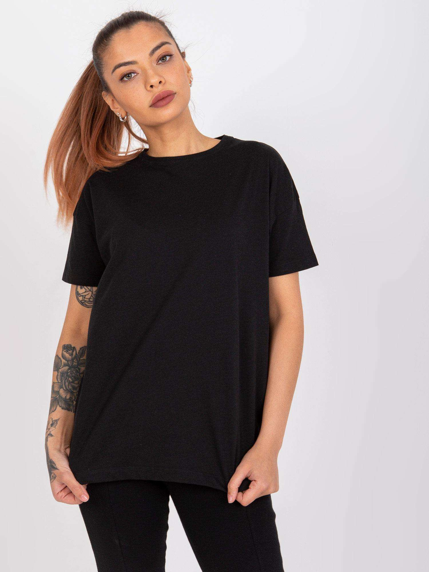 Čierne basic tričko ku krku Honorine -TW-TS-1004.24X-black Veľkosť: S