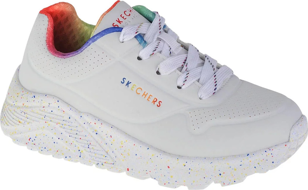 BIELE DIEVČENSKÉ TENISKY SKECHERS UNO LITE RAINBOW SPECKLE 310456L-WMLT Veľkosť: 27