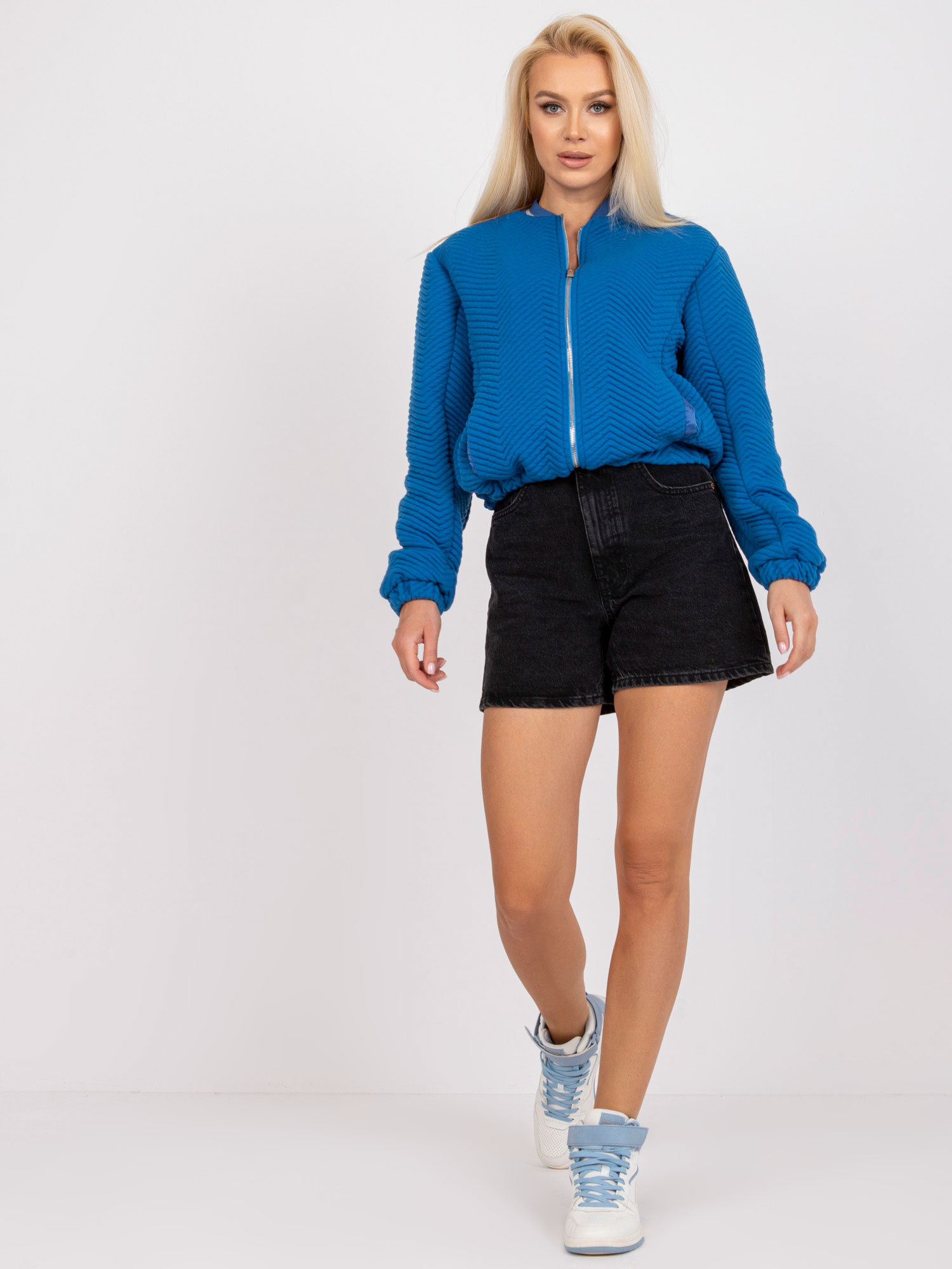 Modrý prešívaný bomber Haiti -RV-KR-006.16-blue Veľkosť: S/M