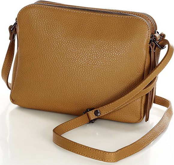 MARCO MAZZINI camel dvojkomorová kožená kabelka L156p Veľkosť: ONE SIZE