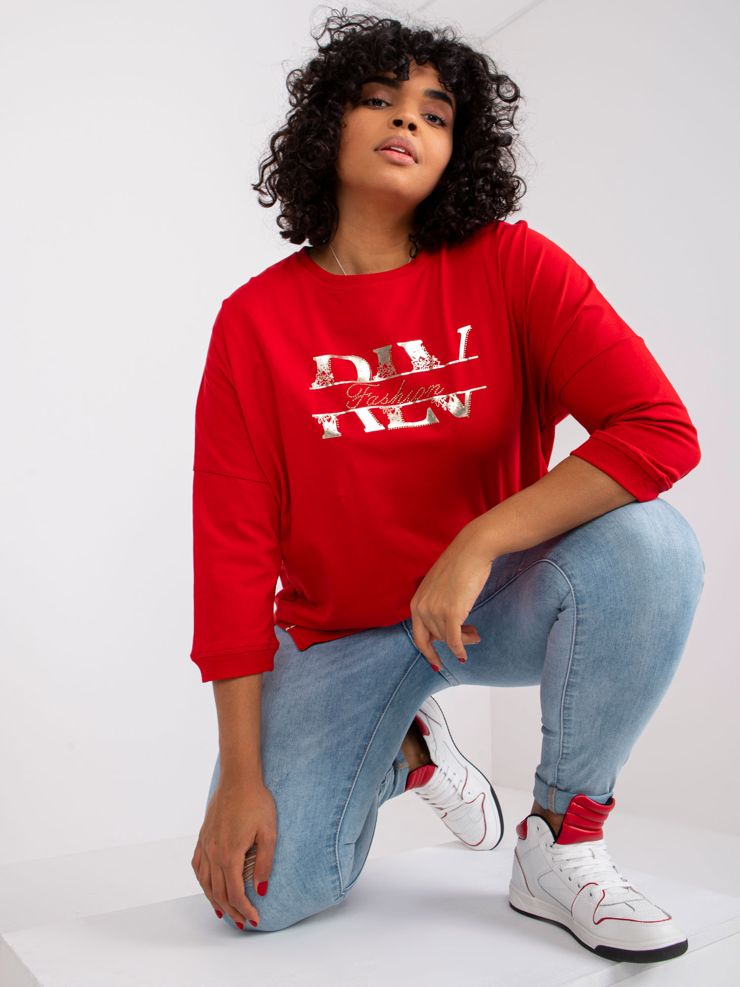 Červené tričko Cordelia s potlačou "FLV Fashion" -RV-BZ-7504.81Pred Veľkosť: ONE SIZE