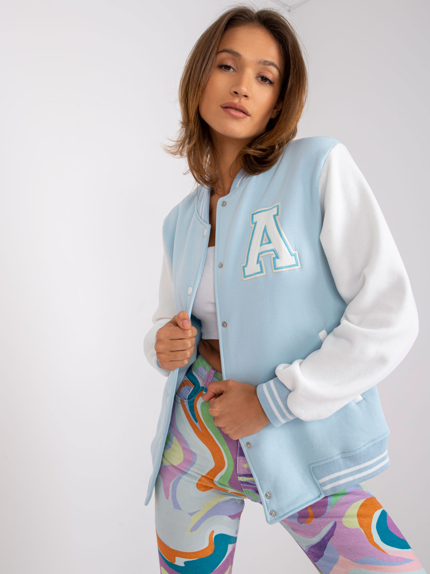 Modro-biely mikinový bomber Palma -EM-BL-697.88-blue-white Veľkosť: S/M