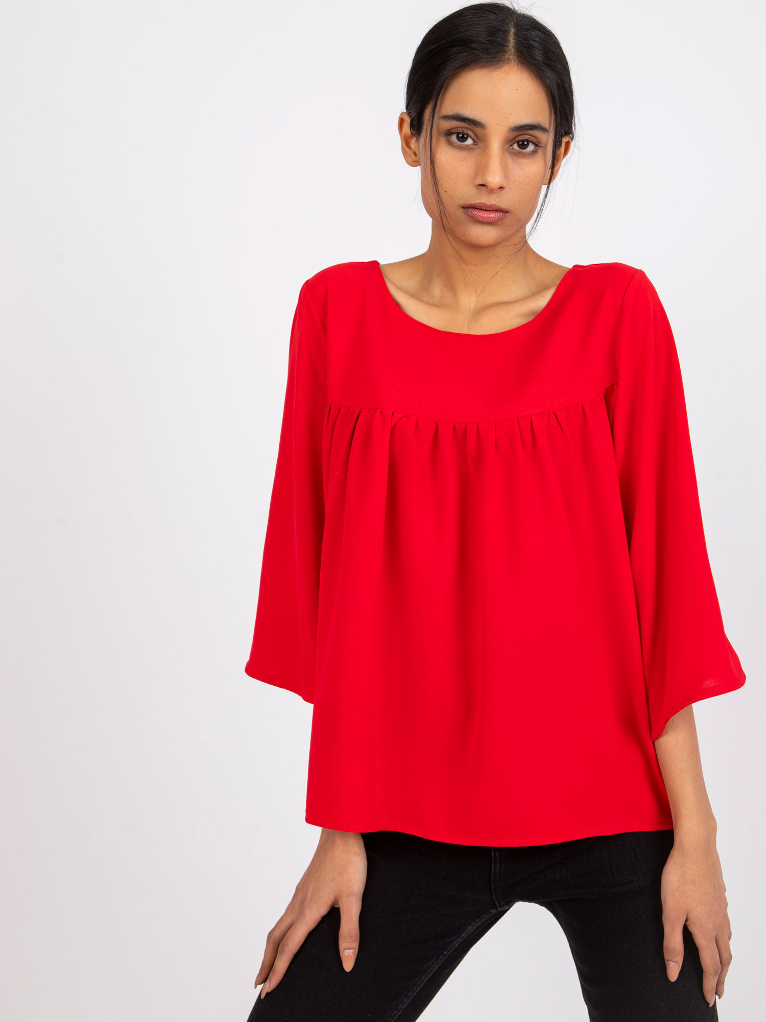 Červená voľná blúzka Anita -CHA-BZ-1701.29P-red Veľkosť: S/M