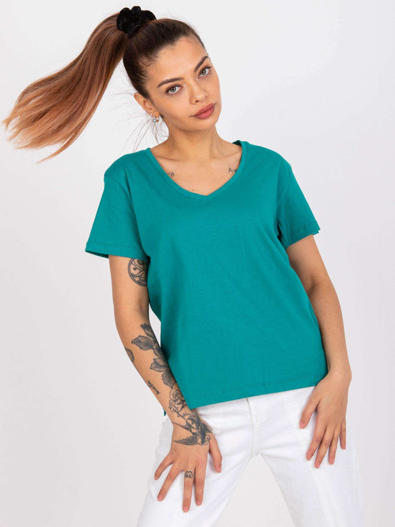 Tyrkysové bavlnené tričko Salina TW-TS-1002.28X-turquoise Veľkosť: S