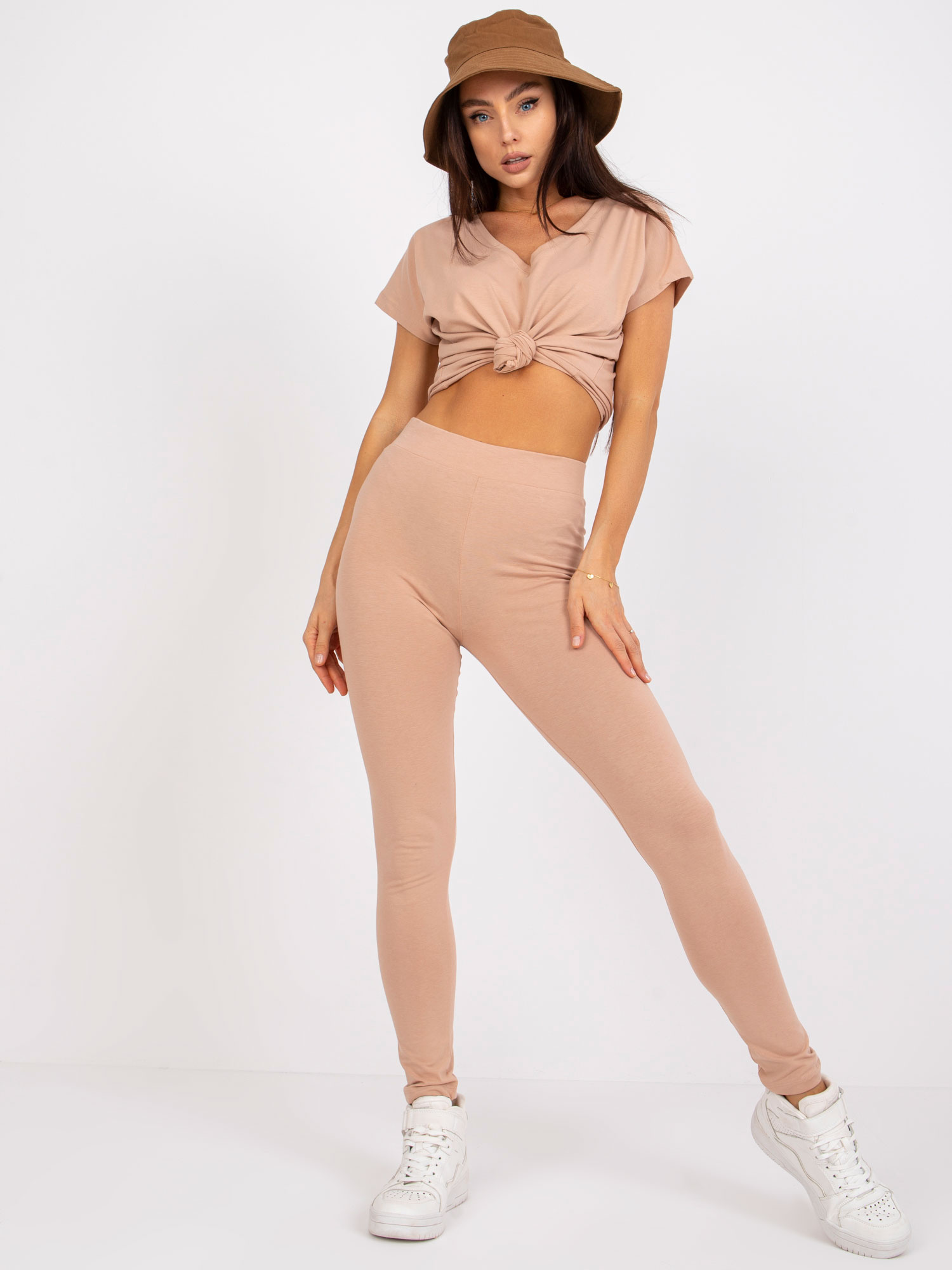 Béžové legíny Brigitte -AP-LG-A-002-beige Veľkosť: L
