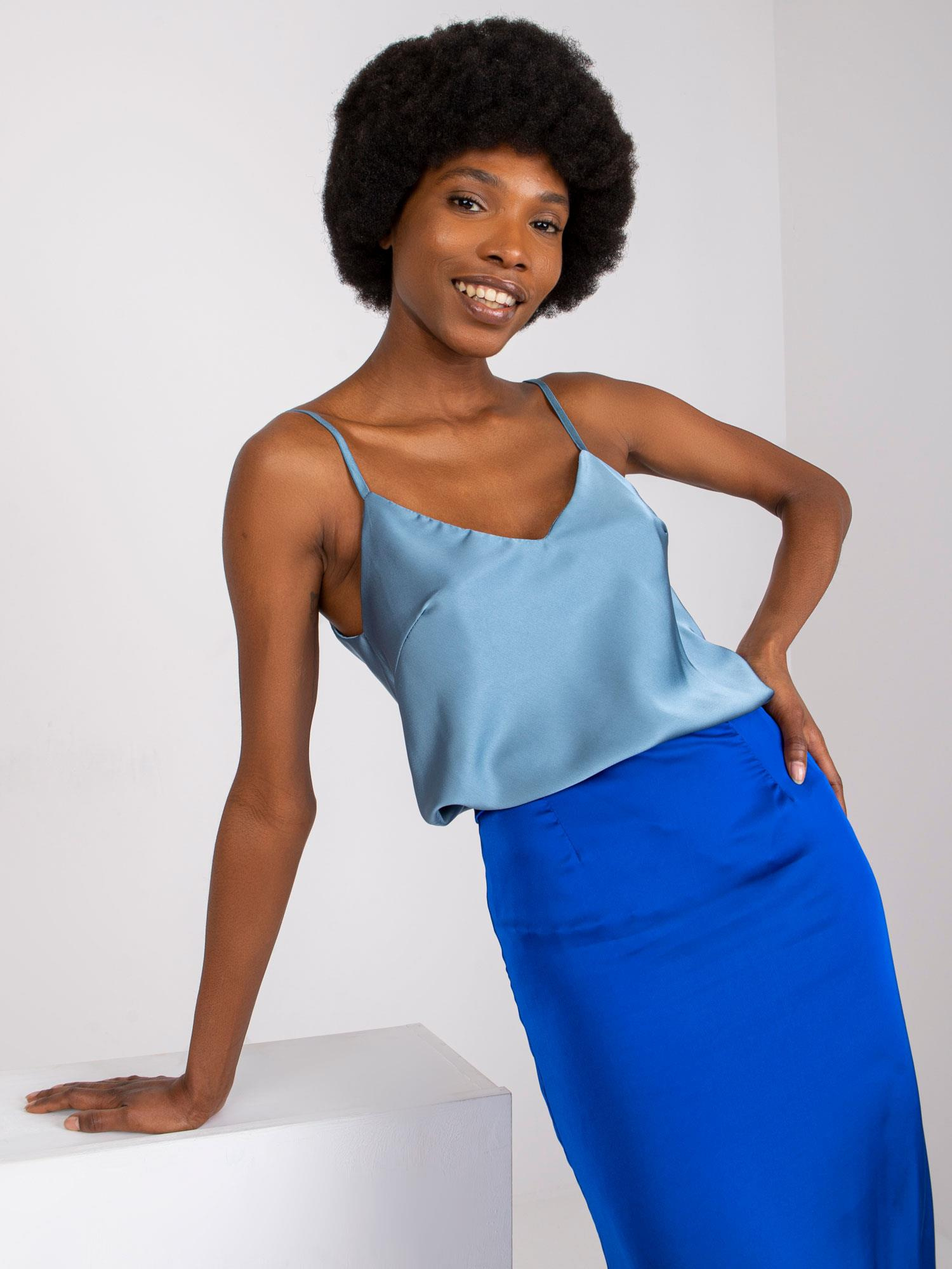 Modrý lesklý top Adelina s nastaviteľnými ramienkami TW-TP-BI-8256.97-blue Veľkosť: ONE SIZE