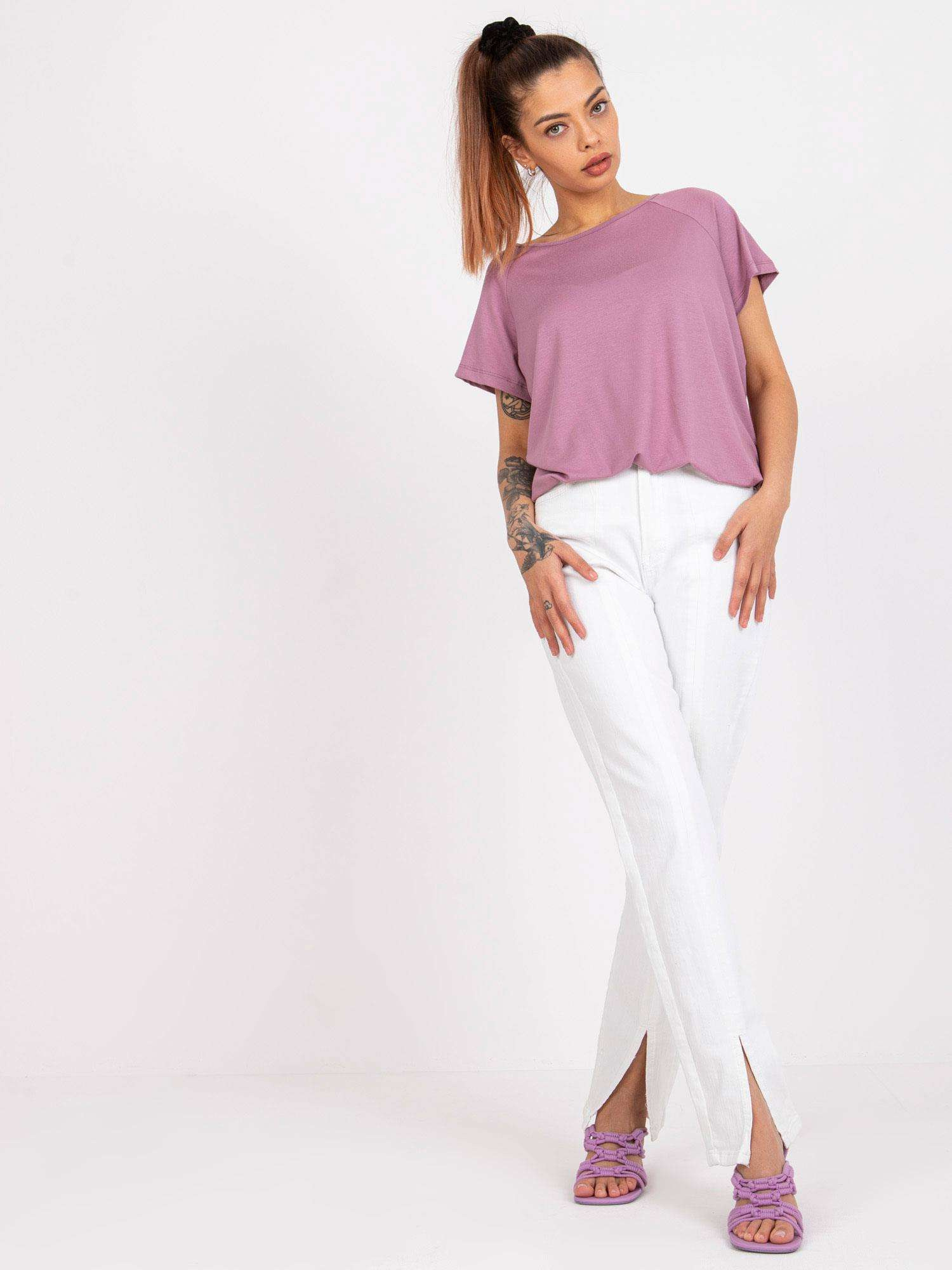 Tmavoružové tričko s prestrihom s mašľou na chrbte RV-BZ-7664.46-dark pink Veľkosť: L/XL