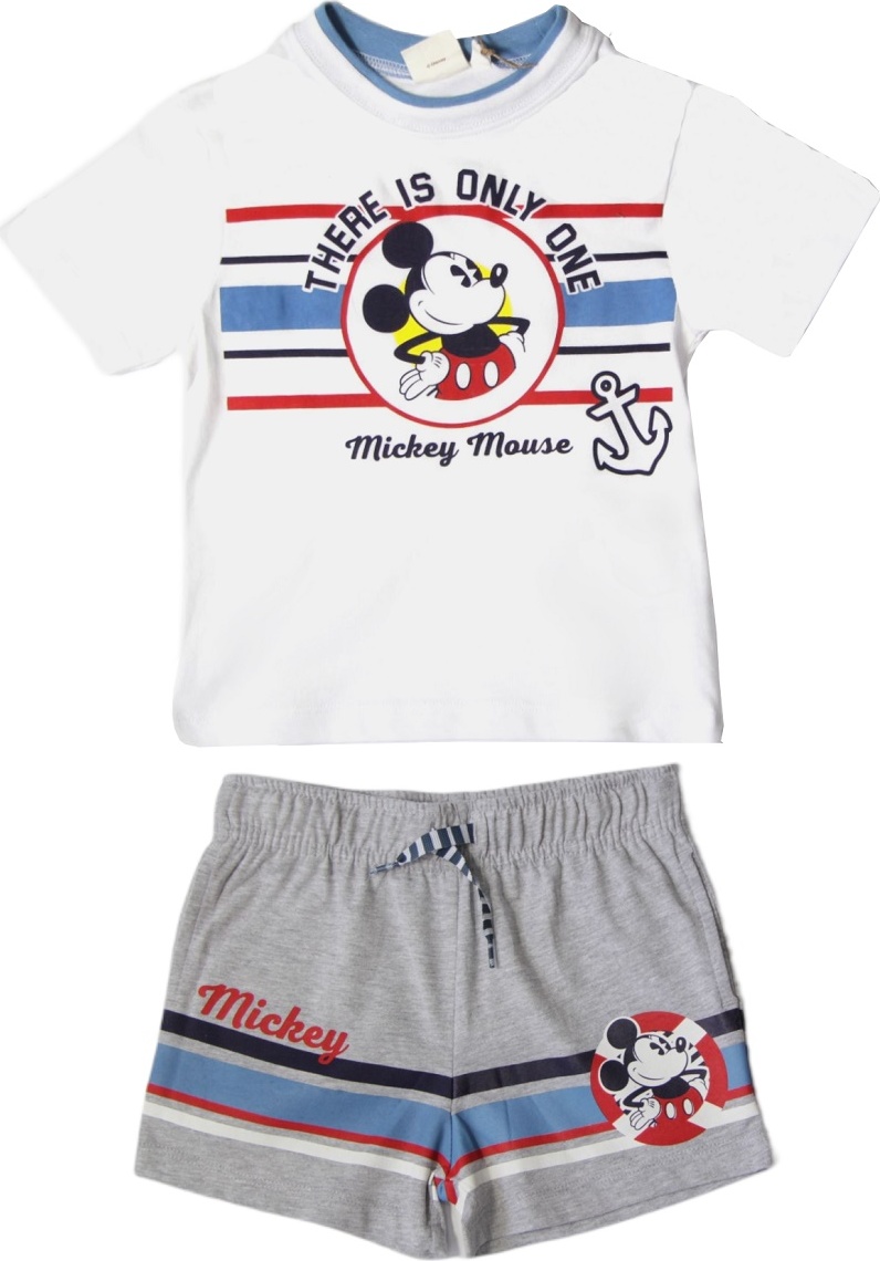 Bielo-sivý komplet tričká a šortiek Mickey Disney Veľkosť: 98