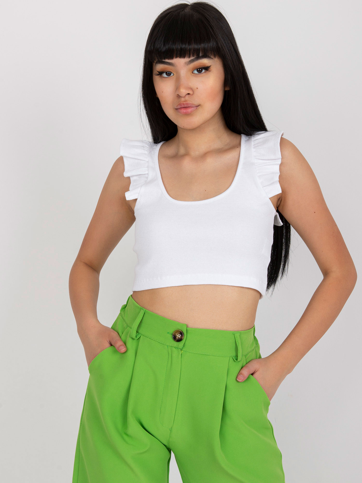 Biely nátelník s volánikmi RV-TP-7838.25-white Veľkosť: S